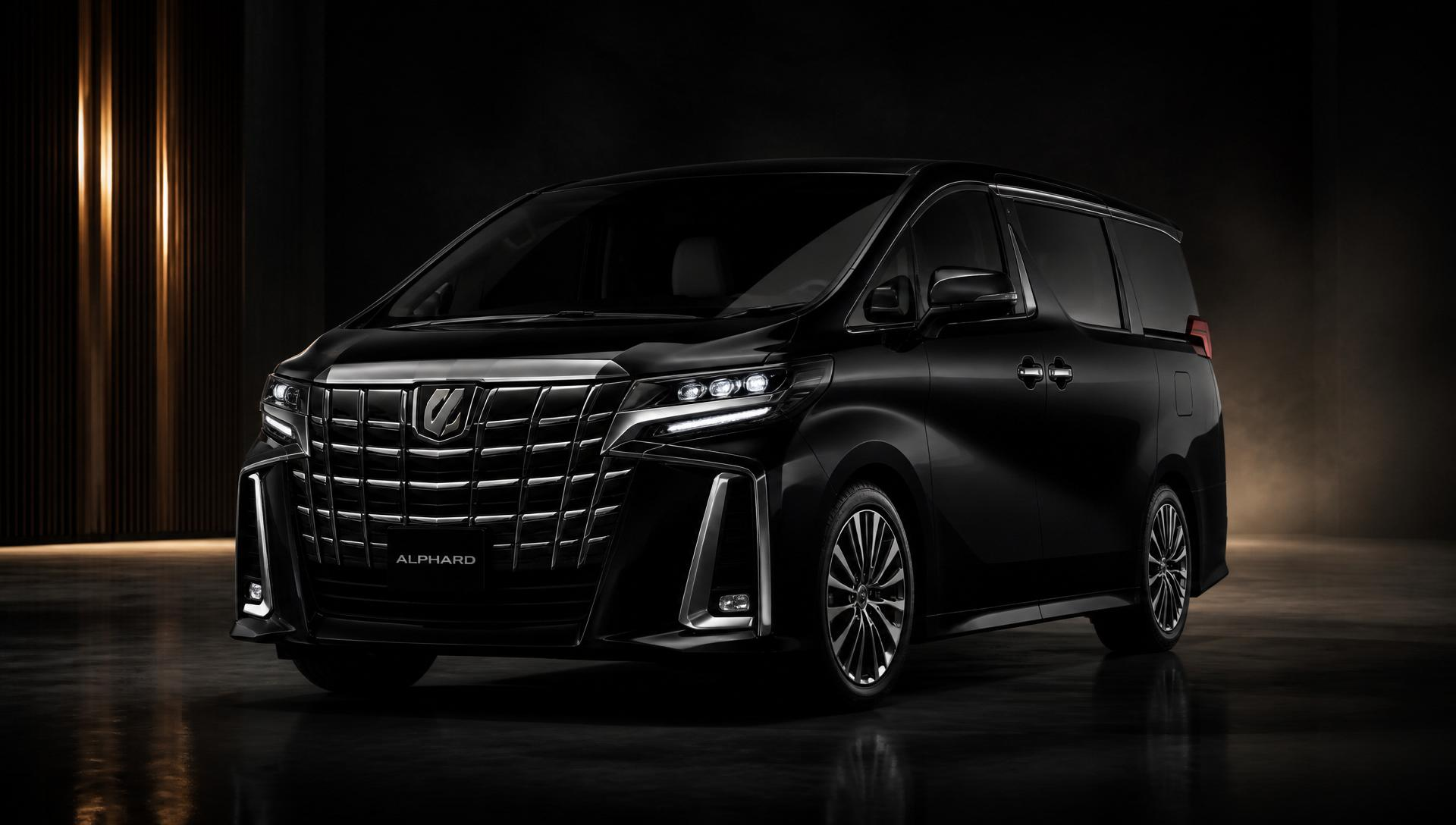 Luxury black Toyota Alphard maxi van at Singapore